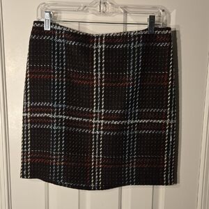 White House Black Market Black and Red Plaid Mini Skirt